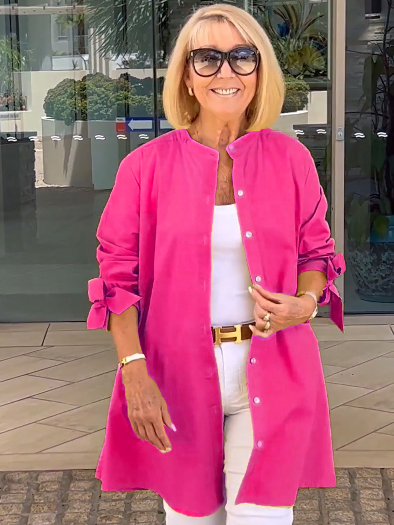 🏆🍬LAST DAY SAVE 49% ⏰Solid Color Long Cotton Shirt Jackets Women Swing Shap Flattering