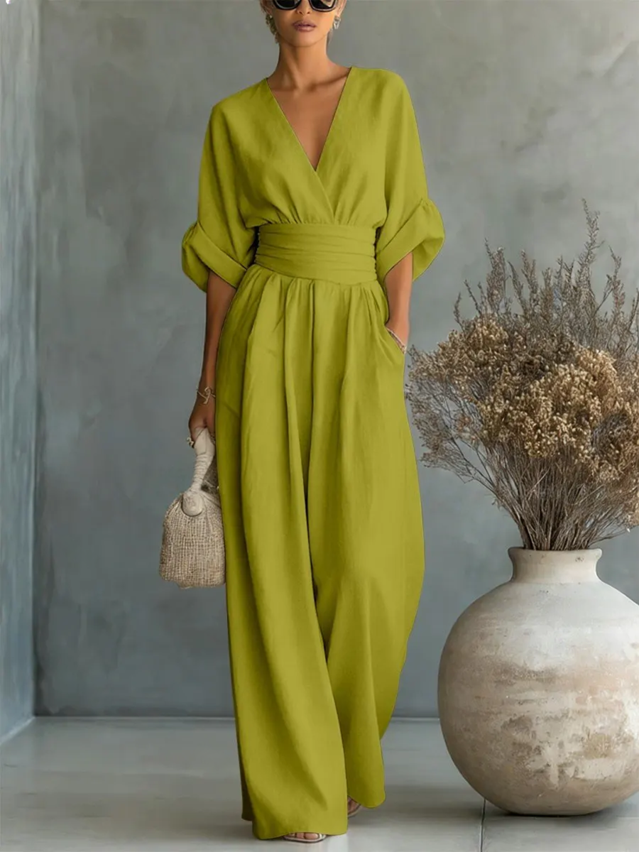 🏆🍬LAST DAY SAVE 49% ⏰Fashion V-neck Waist Jumpsuit