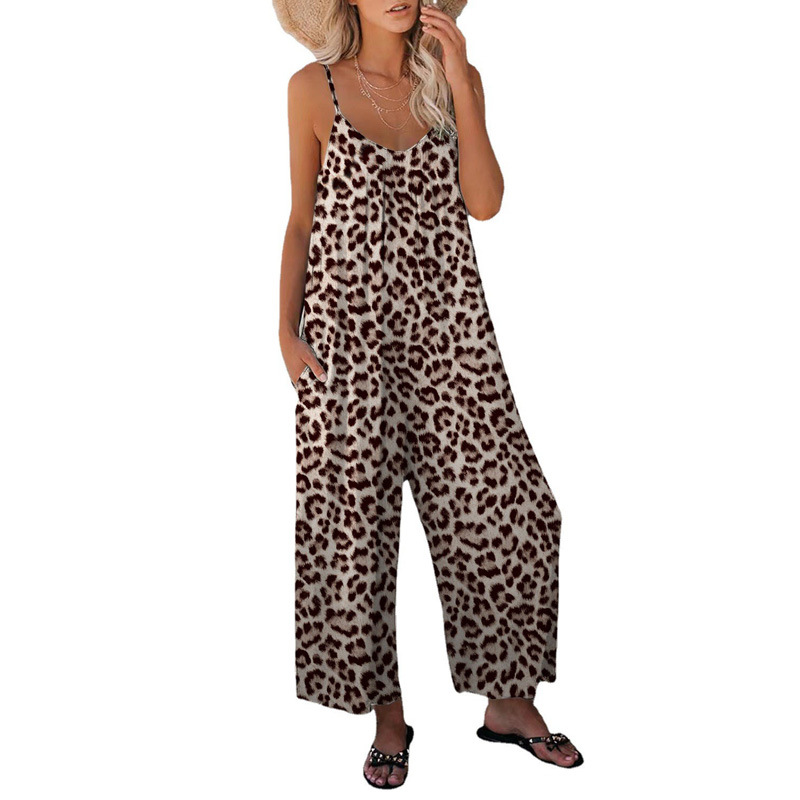 🏆🍬LAST DAY SAVE 49% 🎁Leopard Print Loose-Fit Strap Jumpsuit – Women's Casual Summer Jumpsuit