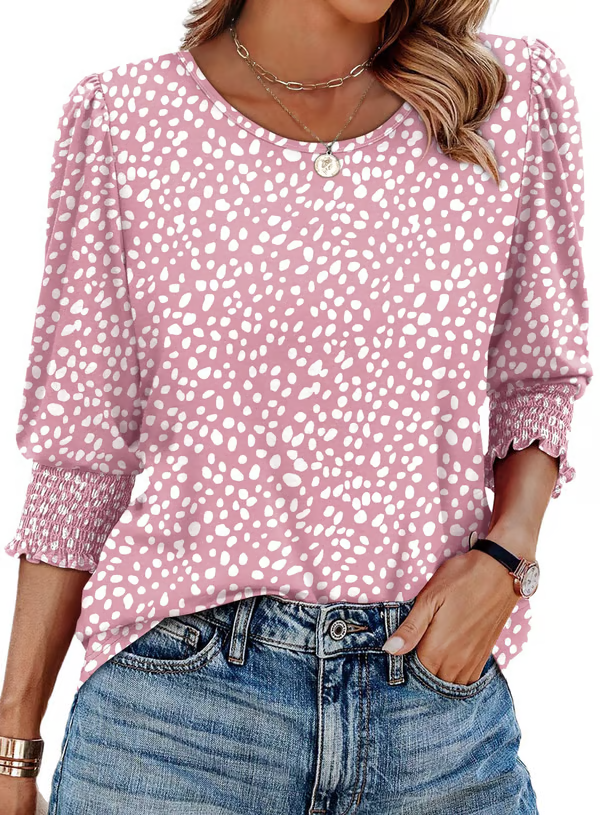 🏆🍬LAST DAY SAVE 49% ⏰ Women Dressy Casual 3/4 Length Sleeve Blouses with Smocked Cuffs