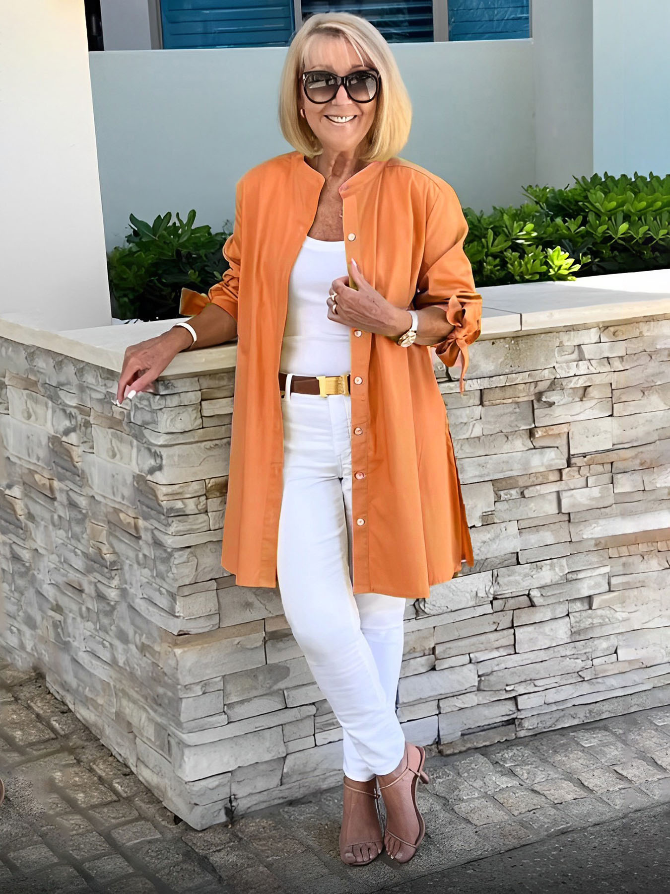 🏆🍬LAST DAY SAVE 49% ⏰Solid Color Long Cotton Shirt Jackets Women Swing Shap Flattering