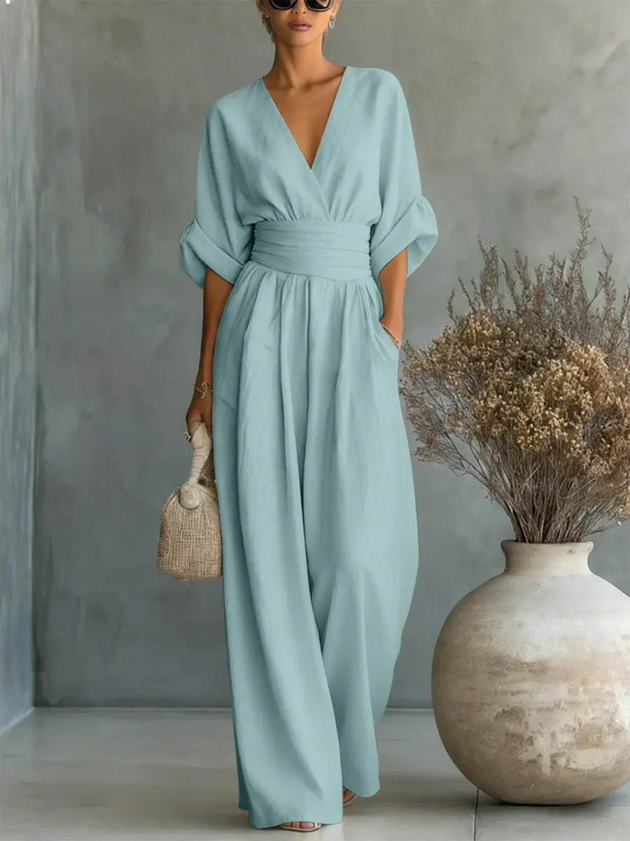 🏆🍬LAST DAY SAVE 49% ⏰Fashion V-neck Waist Jumpsuit