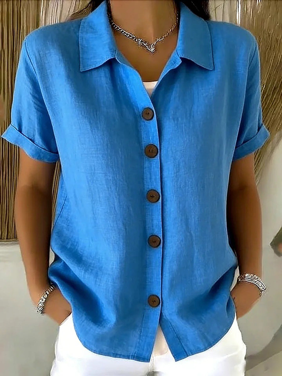 🏆🍬Breathable Short Sleeve Button Blouse