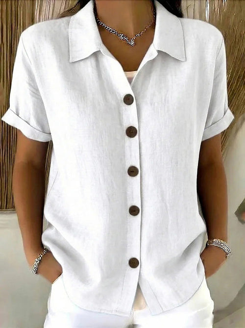 🏆🍬Breathable Short Sleeve Button Blouse