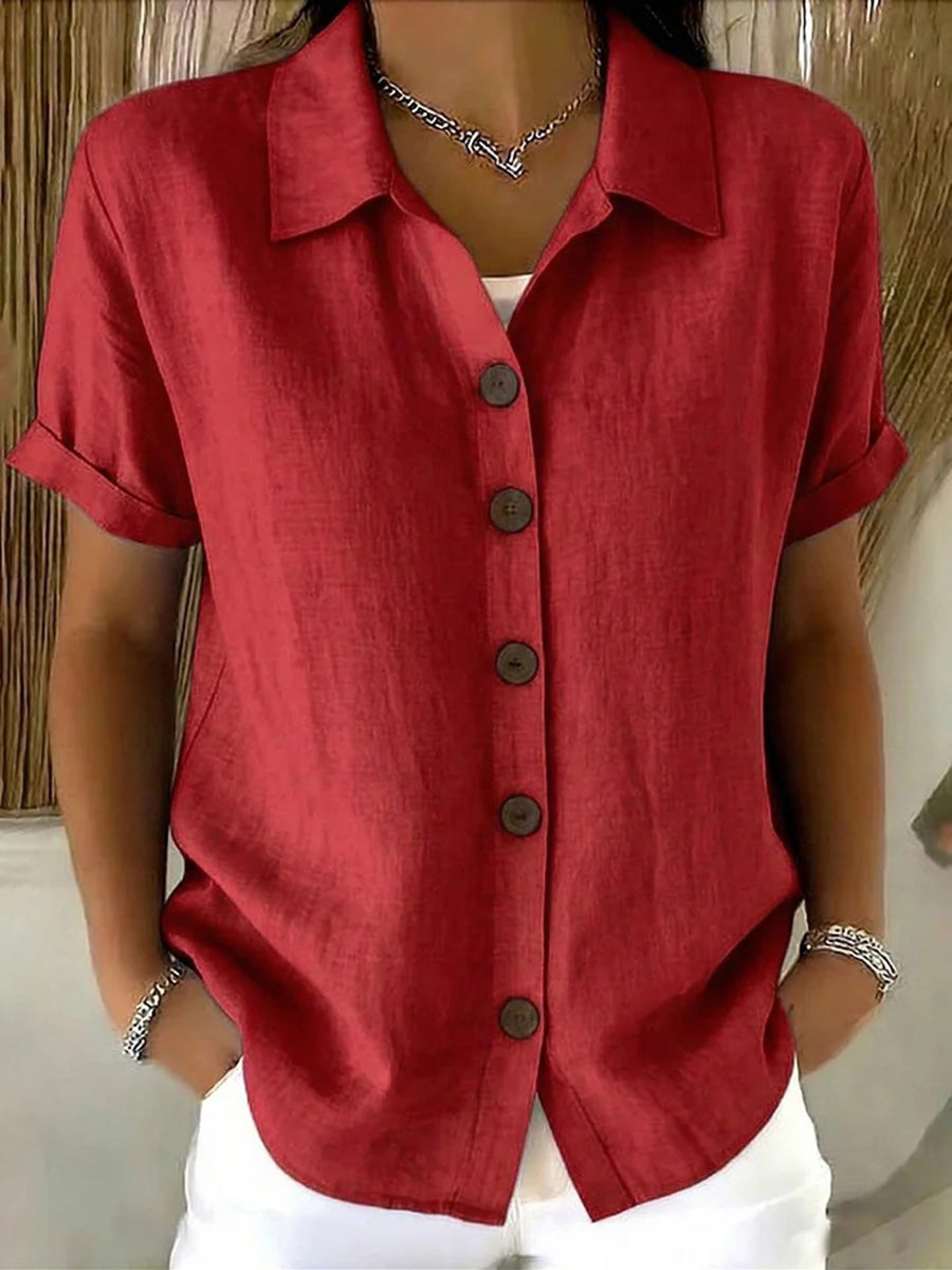 🏆🍬Breathable Short Sleeve Button Blouse