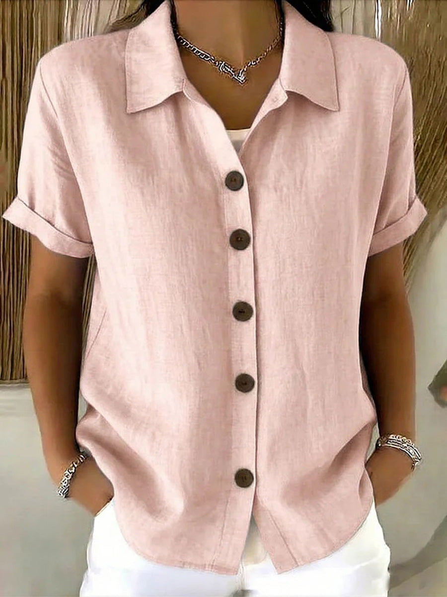 🏆🍬Breathable Short Sleeve Button Blouse