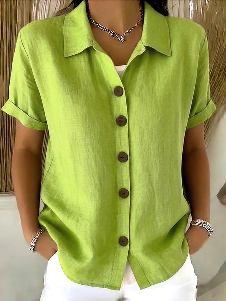 🏆🍬Breathable Short Sleeve Button Blouse
