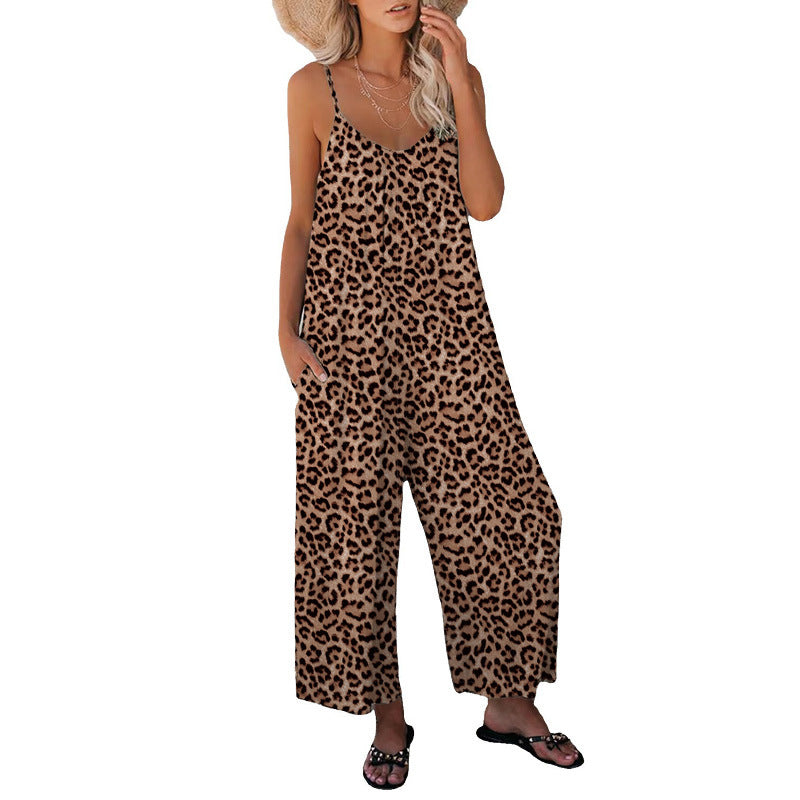 🏆🍬LAST DAY SAVE 49% 🎁Leopard Print Loose-Fit Strap Jumpsuit – Women's Casual Summer Jumpsuit