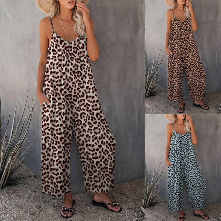 🏆🍬LAST DAY SAVE 49% 🎁Leopard Print Loose-Fit Strap Jumpsuit – Women's Casual Summer Jumpsuit