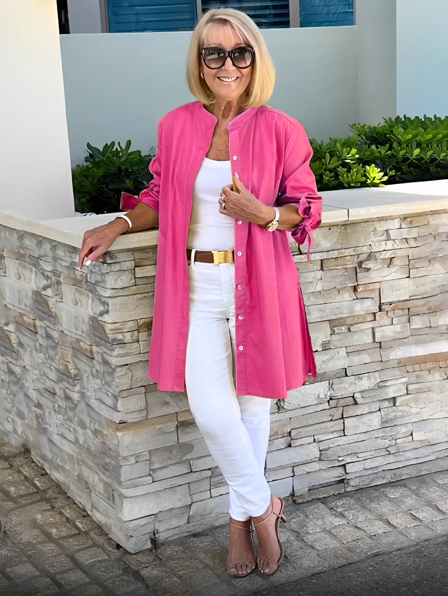 🏆🍬LAST DAY SAVE 49% ⏰Solid Color Long Cotton Shirt Jackets Women Swing Shap Flattering