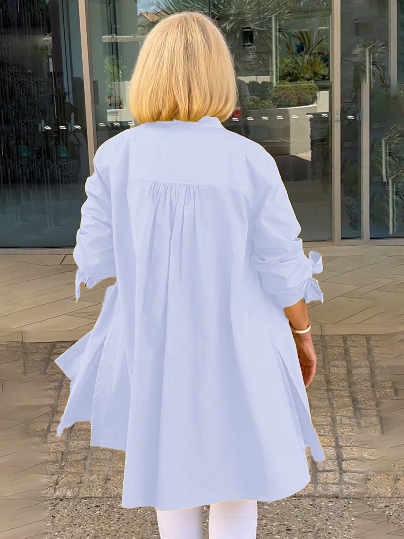 🏆🍬LAST DAY SAVE 49% ⏰Solid Color Long Cotton Shirt Jackets Women Swing Shap Flattering