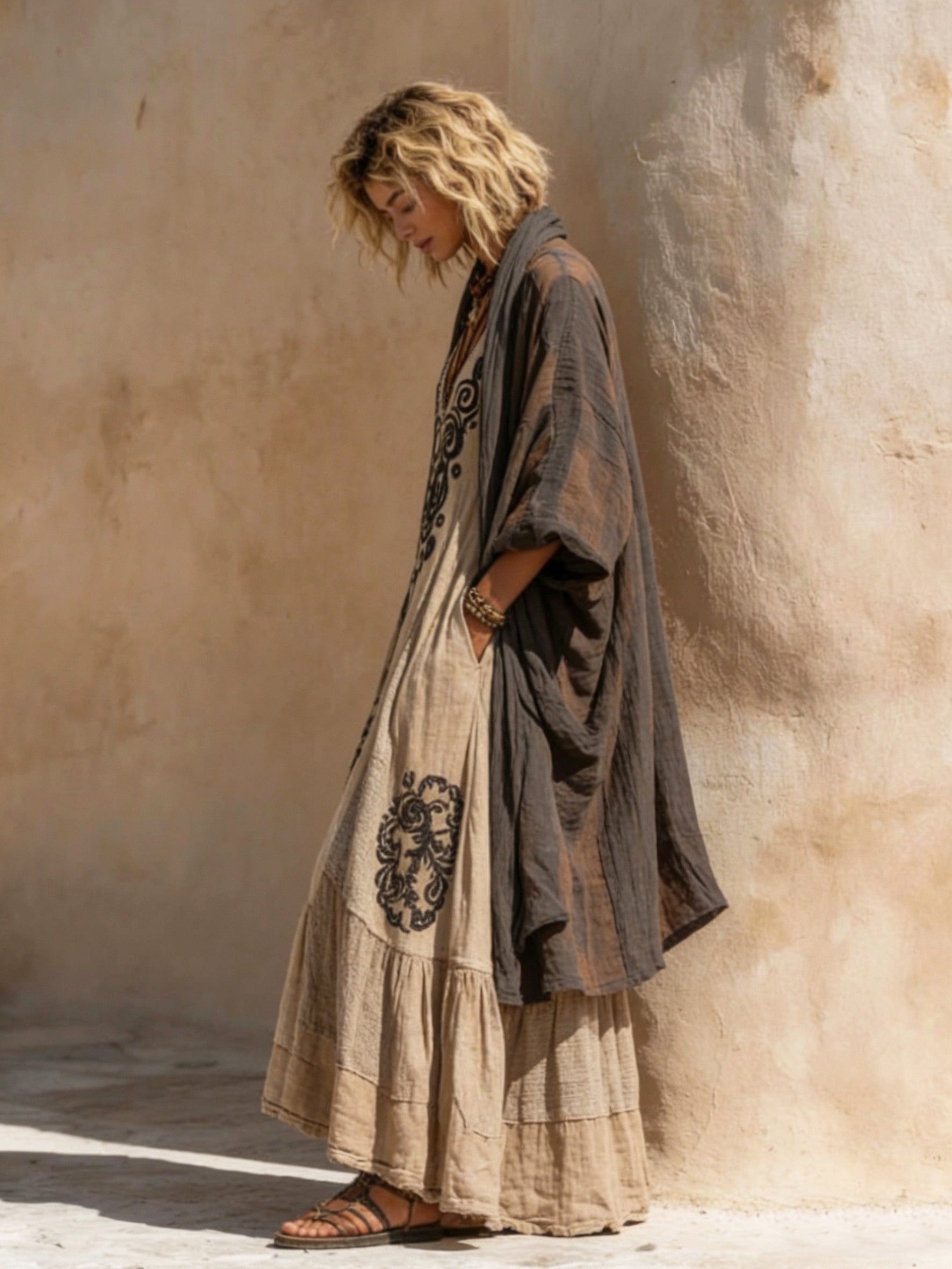 🏆🍬LAST DAY SAVE 49%🎁Women's Bohemian-Style Linen-Cotton Two-Piece Set — Vintage Loose Shirt & Dress Ensemble